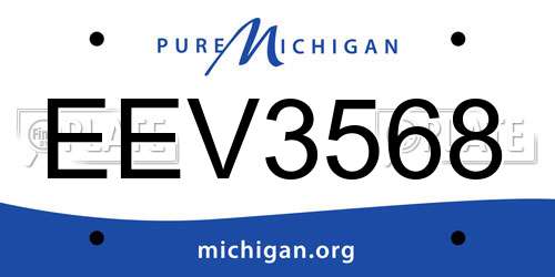 EEV3568 Michigan License Plate