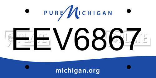 EEV6867 Michigan License Plate