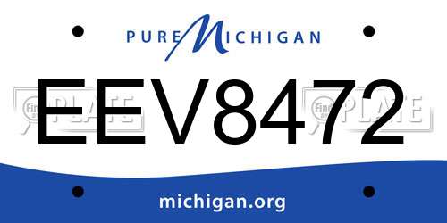 EEV8472 Michigan License Plate