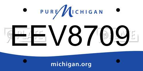 EEV8709 Michigan License Plate