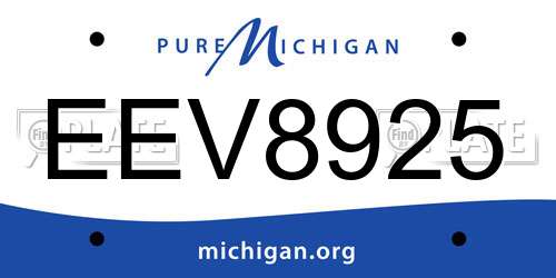 EEV8925 Michigan License Plate