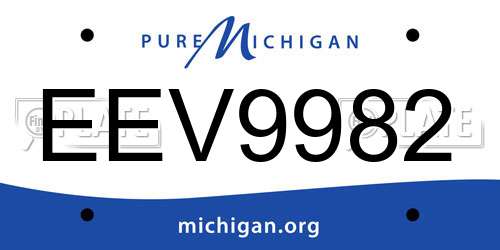 EEV9982 Michigan License Plate