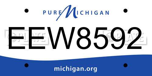 EEW8592 Michigan License Plate