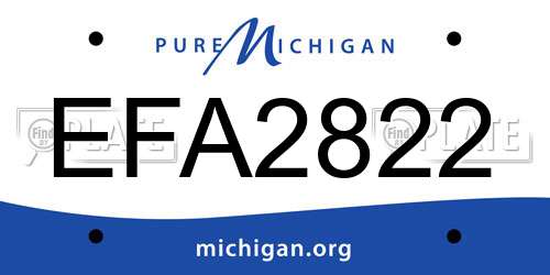 EFA2822 Michigan License Plate