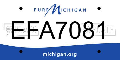 EFA7081 Michigan License Plate