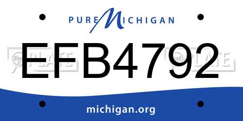 EFB4792 Michigan License Plate