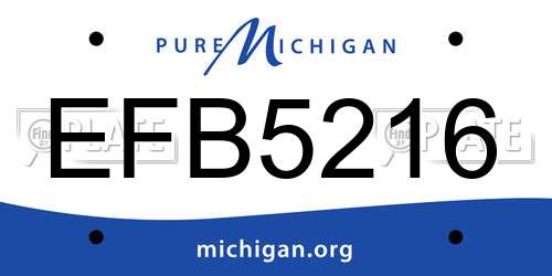 EFB5216 Michigan License Plate