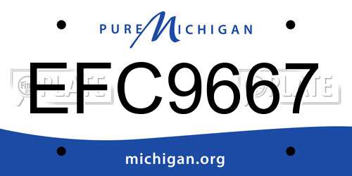 EFC9667 Michigan License Plate
