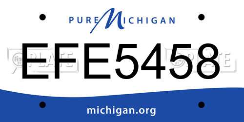 EFE5458 Michigan License Plate
