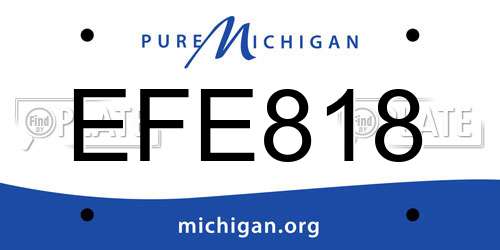 EFE818 Michigan License Plate