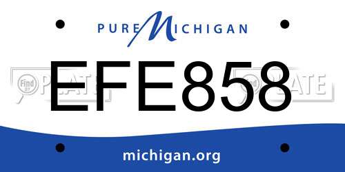 EFE858 Michigan License Plate