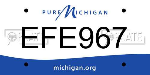 EFE967 Michigan License Plate
