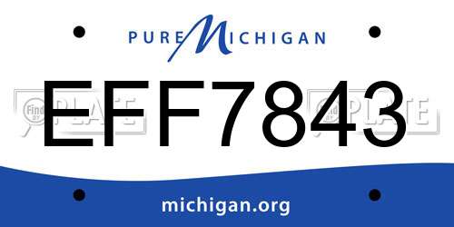 EFF7843 Michigan License Plate