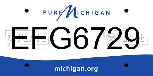 EFG6729 Michigan License Plate
