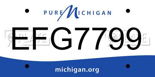 EFG7799 Michigan License Plate