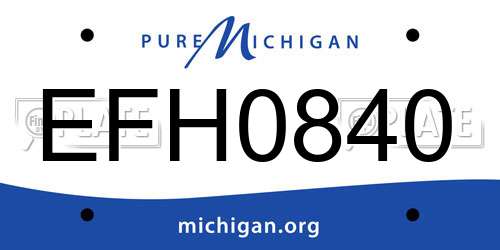 EFH0840 Michigan License Plate