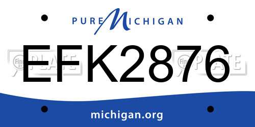 EFK2876 Michigan License Plate