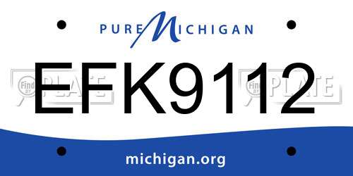 EFK9112 Michigan License Plate