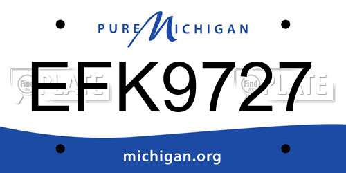 EFK9727 Michigan License Plate