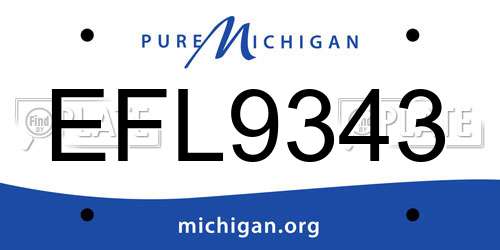EFL9343 Michigan License Plate