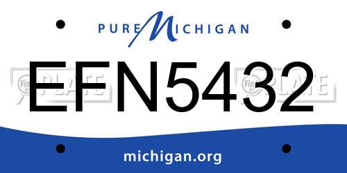 EFN5432 Michigan License Plate