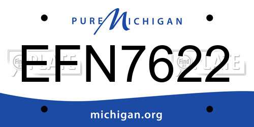EFN7622 Michigan License Plate