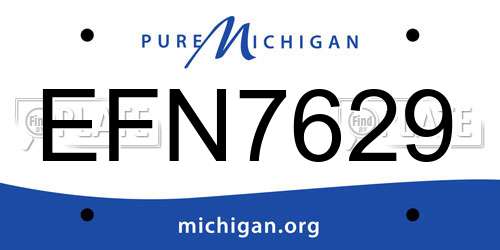 EFN7629 Michigan License Plate