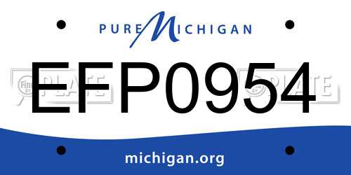 EFP0954 Michigan License Plate
