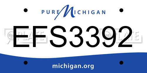 EFS3392 Michigan License Plate