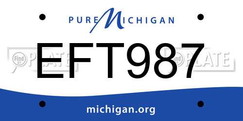 EFT987 Michigan License Plate