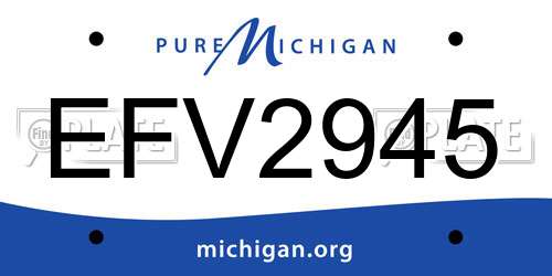 EFV2945 Michigan License Plate