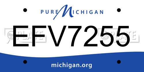 EFV7255 Michigan License Plate