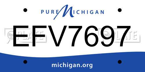 EFV7697 Michigan License Plate