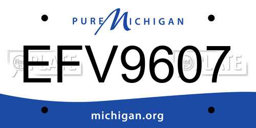 EFV9607 Michigan License Plate