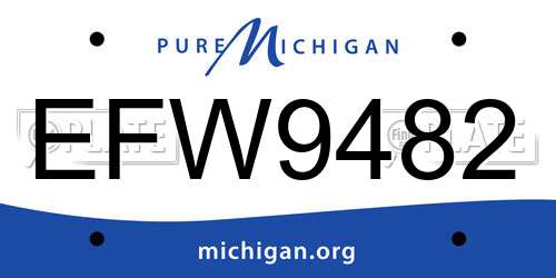 EFW9482 Michigan License Plate