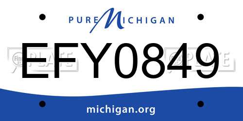EFY0849 Michigan License Plate