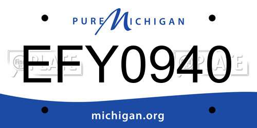 EFY0940 Michigan License Plate