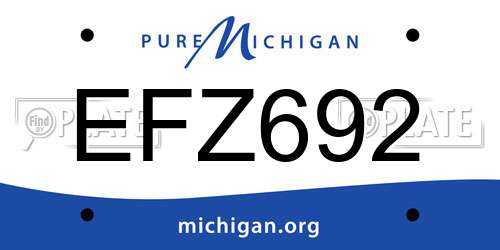 EFZ692 Michigan License Plate
