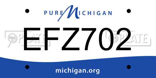 EFZ702 Michigan License Plate