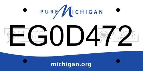 EG0D472 Michigan License Plate