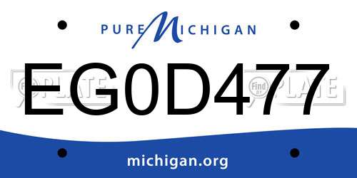EG0D477 Michigan License Plate