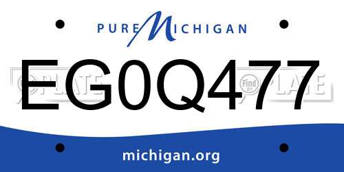 EG0Q477 Michigan License Plate