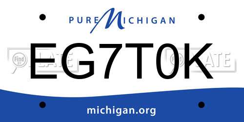EG7T0K Michigan License Plate