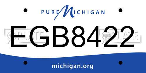 EGB8422 Michigan License Plate