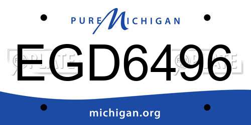 EGD6496 Michigan License Plate