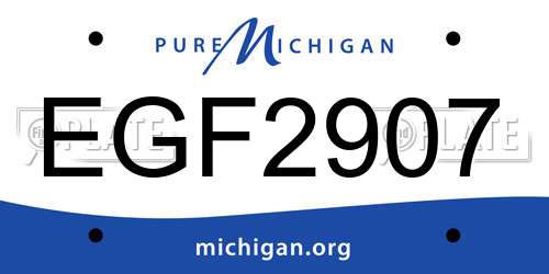 EGF2907 Michigan License Plate