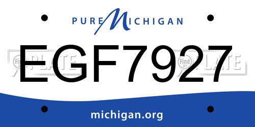 EGF7927 Michigan License Plate