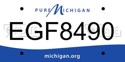 EGF8490 Michigan License Plate