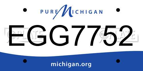 EGG7752 Michigan License Plate