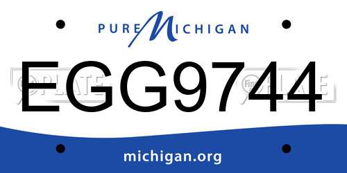 EGG9744 Michigan License Plate